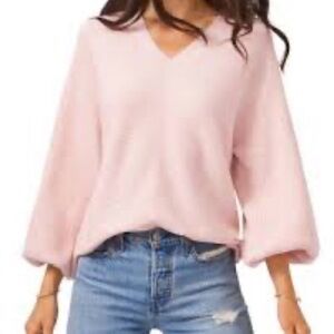 1. State Light Pink V-Neck Sweater